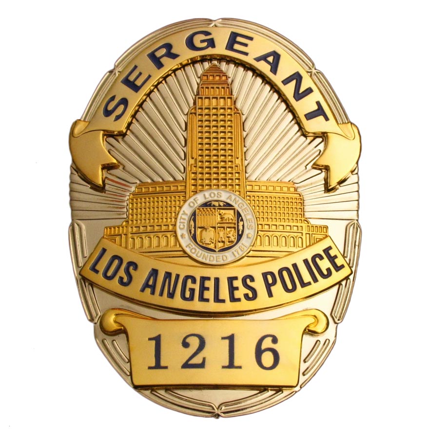 LAPD Los Angeles Sergeant Police Badge Replica Movie Props With No.121 ...