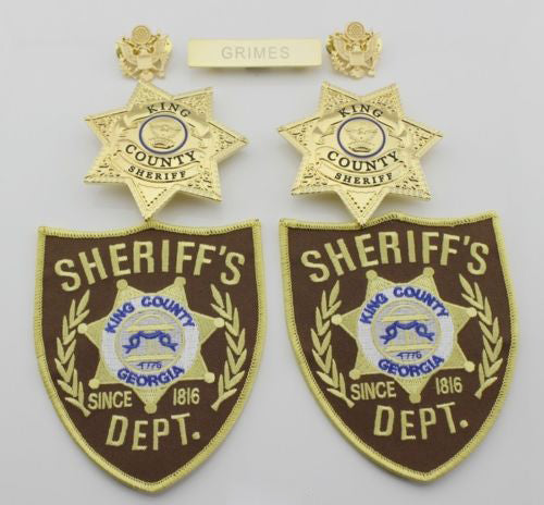 A Set of The Walking Dead King County Sheriff Badges & Lapel
